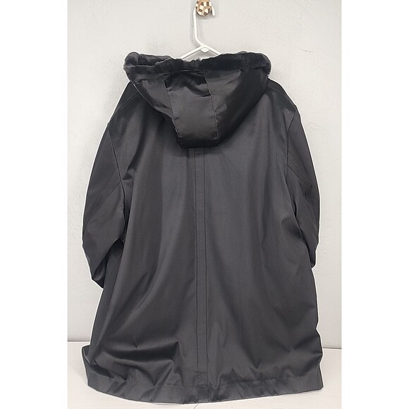 Jones New York Size 3XL | Black Faux Fur Lined Hooded Winter Parka Jacket Warm - Picture 2 of 7